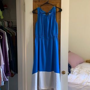 Blue and white high low dress